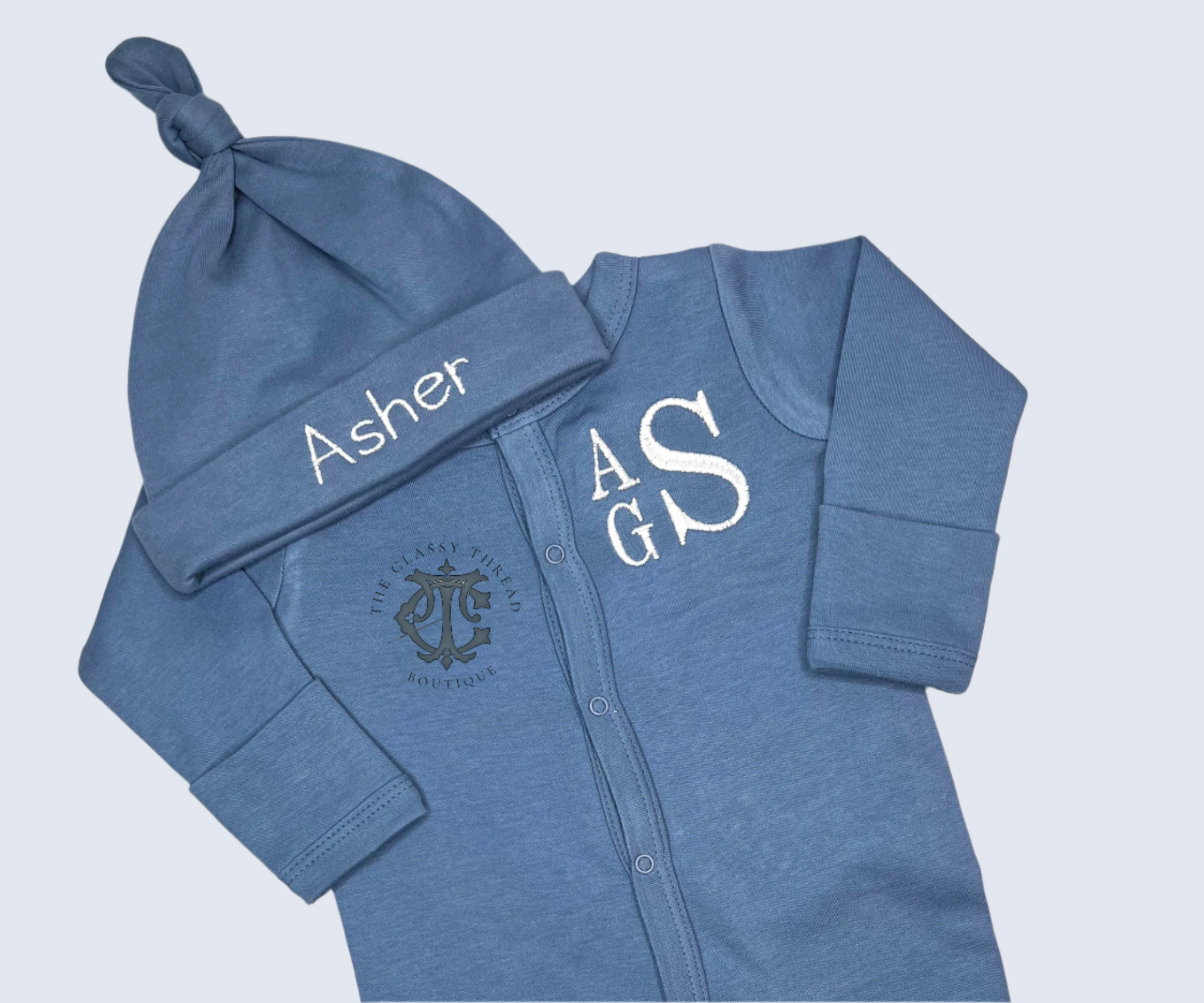 Baby Boy Monogrammed Footie and Hat
